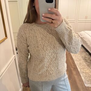 Jcrew Cable Knit Sweater Oatmeal color